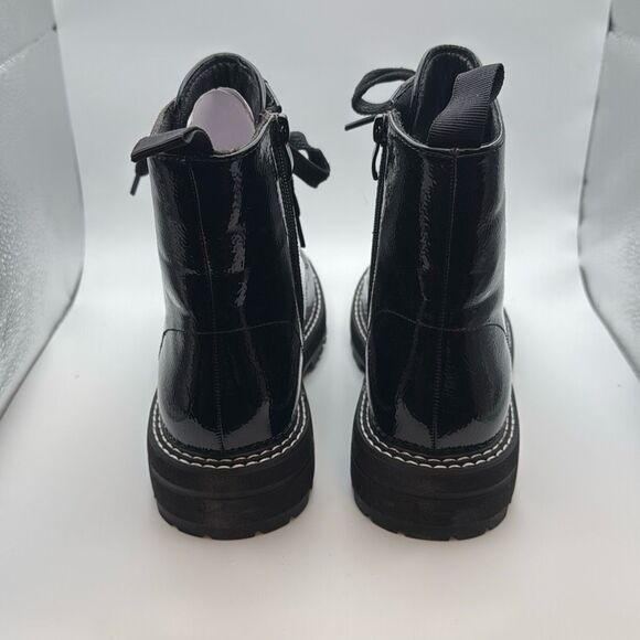 Dunes Women's Lace Up Boot SIZE 7.5 BLACK CRINKLE PATENT - Picture 4 of 8